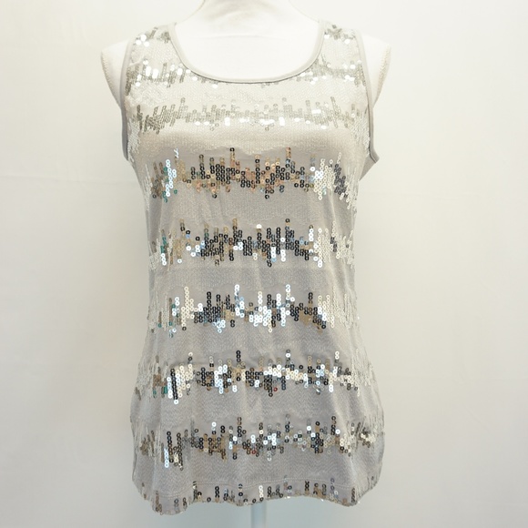 NY Collection Tops - NY Collection Sequin Sleeveless Jersey Tank Top